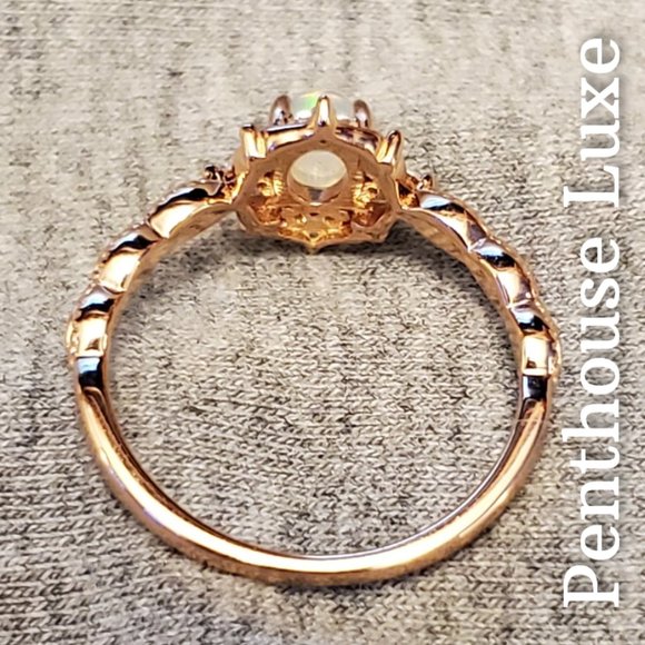 REAL Natural Opal Dome Oval Cut Rose Gold Ring - Picture 5 of 9
